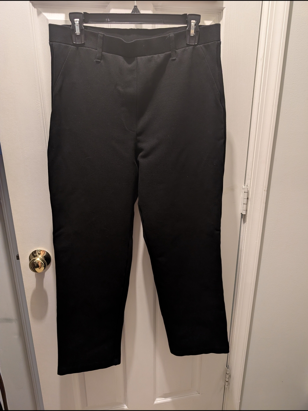 Quince Black Ponte Pants - Straight Leg - Faux Pockets - L Regular - 28"